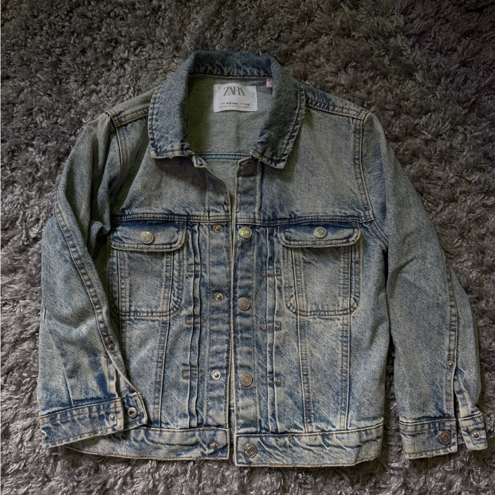 Zara Light Blue Distressed Denim Jacket